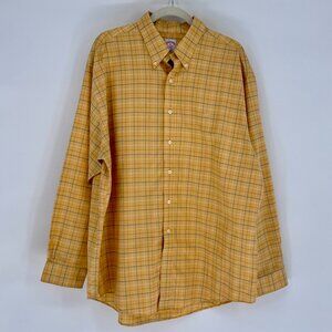 Brooks Brothers Original Polo Shirt Yellow Plaid Button Down XL